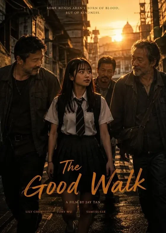 认下混混老爹，我一路青云封面：求学少女与三位父辈形象站在老街巷口